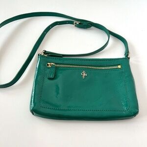 Cole Haan Mini Jitney Ali Crossbody Bag Patent Leather in Green